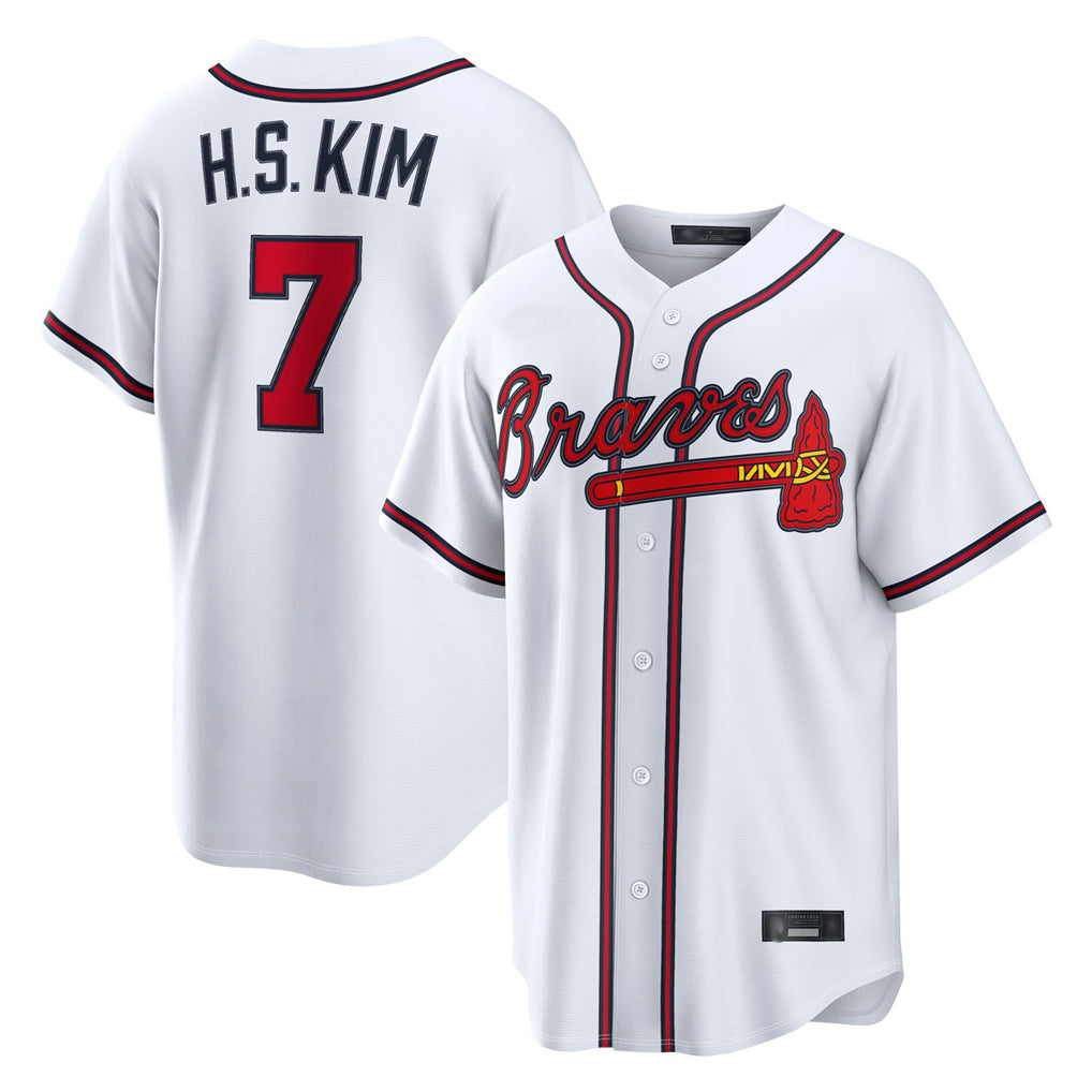 Atlanta Braves #7 Ha-Seong Kim Player White Jereymy Home Game Stitched Jerseys