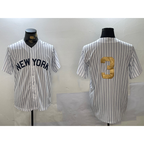 New York Yankees #3 Babe Ruth White Jereymy Pinstripe Without Name Fashion Cool Base Jersey 2