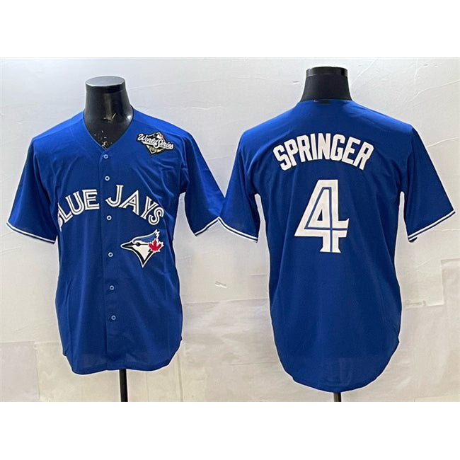 Toronto Blue Jays #4 George Springer Navy Jereymy 2025 World Series Home Cool Base Stitched Jersey