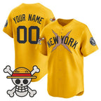 Custom New York Yankees x One Piece Gold Jereymy Vapor Premier Limited Jersey - Stitched