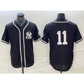 New York Yankees #11 Anthony Volpe No Name Black White Jereymy Cool Base Stitched Jersey