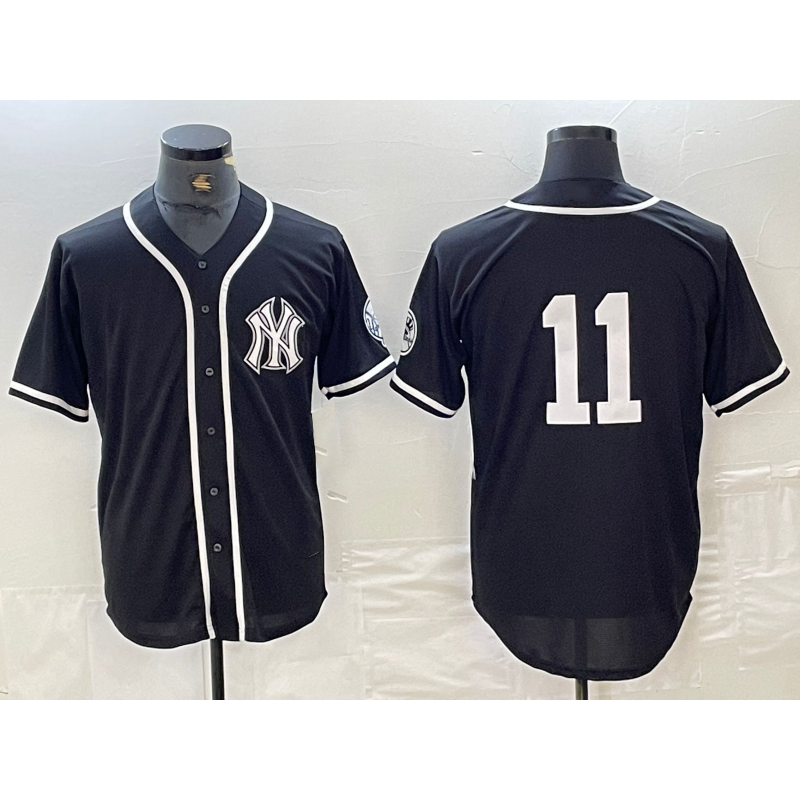 New York Yankees #11 Anthony Volpe No Name Black White Jereymy Cool Base Stitched Jersey
