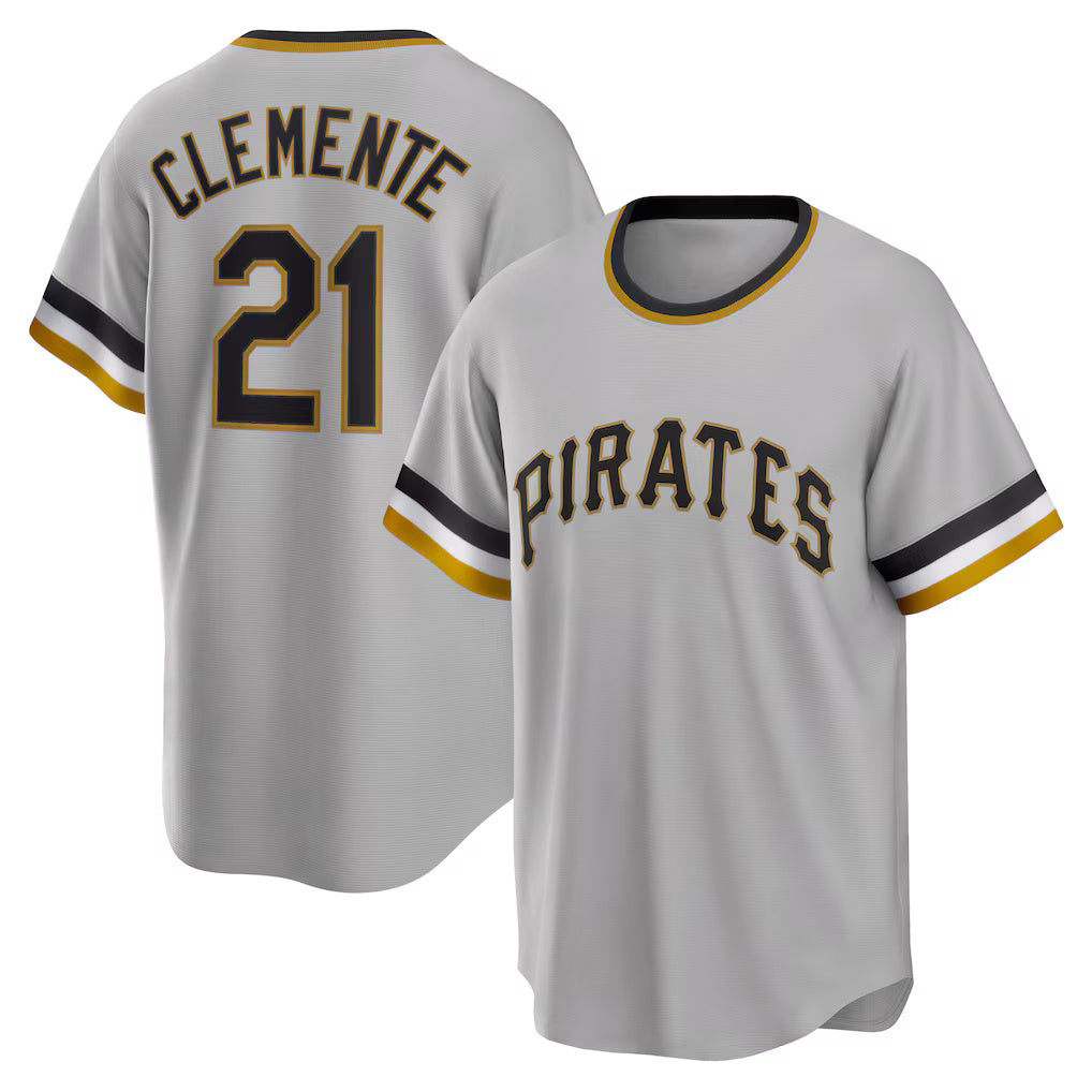 Pittsburgh Pirates #21 Roberto Clemente Gray Jereymy Road Cooperstown Collection Player Jersey