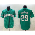 Seattle Mariners #29 Cal Raleigh Aqua Jereymy With 2025 AL West Division Champions Patch Limited Stitched jersey