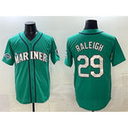 Seattle Mariners #29 Cal Raleigh Aqua Jereymy With 2025 AL West Division Champions Patch Limited Stitched jersey