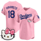 Los Angeles Dodgers #18 Yoshinobu Yamamoto Pink Jereymy 2025 Hello Kitty Vapor Limited Stitched Jersey