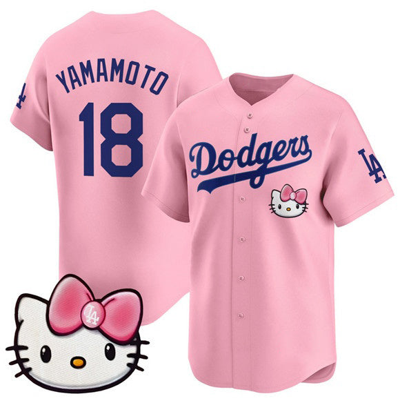 Los Angeles Dodgers #18 Yoshinobu Yamamoto Pink Jereymy 2025 Hello Kitty Vapor Limited Stitched Jersey