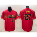 Atlanta Braves #27 Austin Riley Red Gold Jereymy World Series Champions Program Cool Base Stitched Jersey