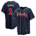 Atlanta Braves #1 Ozzie Albies Player Navy Jereymy Home Game Stitched Jerseys