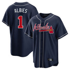 Atlanta Braves #1 Ozzie Albies Player Navy Jereymy Home Game Stitched Jerseys