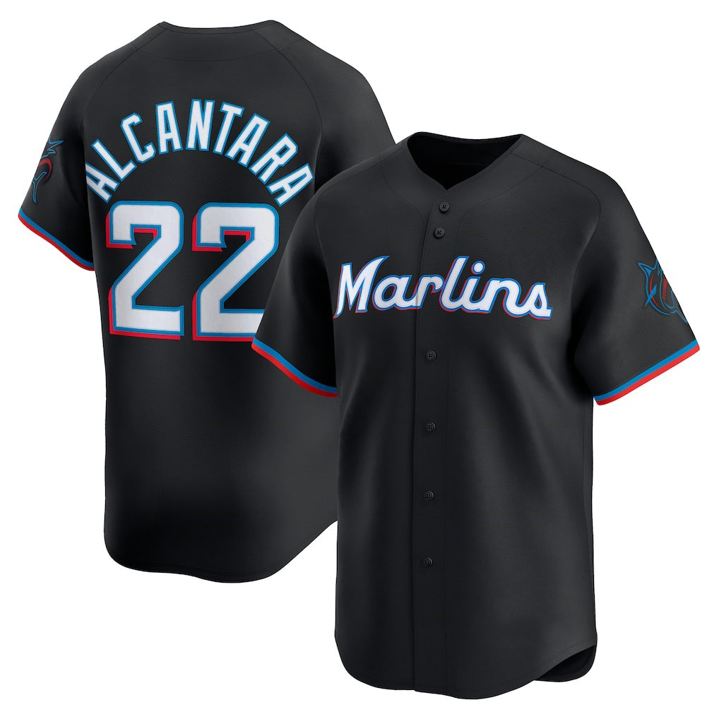Miami Marlins #22 Sandy Alcantara Black Jereymy Alternate Limited Player Jersey