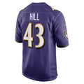 B.Ravens #43 Justice Hill Purple Jereymy Game Jersey