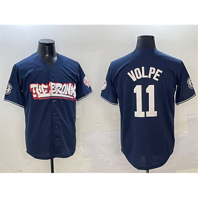 New York Yankees #11 Anthony Volpe Navy Jereymy Bronx Graffiti Vapor Limited Stitched Jersey