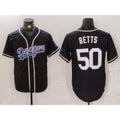 Los Angeles Dodgers #50 Mookie Betts Black White Jereymy Cool Base Stitched Jersey