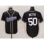 Los Angeles Dodgers #50 Mookie Betts Black White Jereymy Cool Base Stitched Jersey