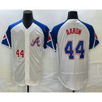 Atlanta Braves #44 Hank Aaron Number White Jereymy 2023 City Connect Flex Base Stitched Jersey 3