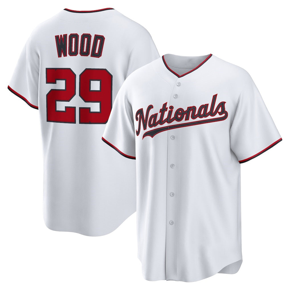 Washington Nationals #29 James Wood White Jereymy Home Replica Jersey