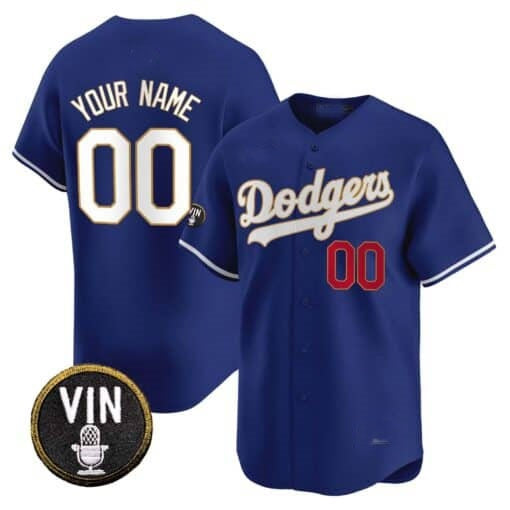 Custom Los Angeles Dodgers Vin Scully Patch Gold Trim Vapor Premier Limited Jersey ¨C Royal Jereymy