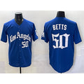 Los Angeles Dodgers #50 Mookie Betts Blue Jereymy 2025 LA Gothic Style With Fernando Patch Vapor Premier Limited Stitched Jersey