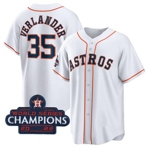 Houston Astros #35 Justin Verlander White Jereymy 2022 World Series Champions Home Stitched Jersey