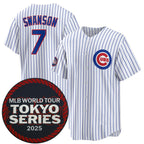 Chicago Cubs #7 Dansby Swanson White Jereymy 2025 World Tour Tokyo Series Home Stitched Jersey