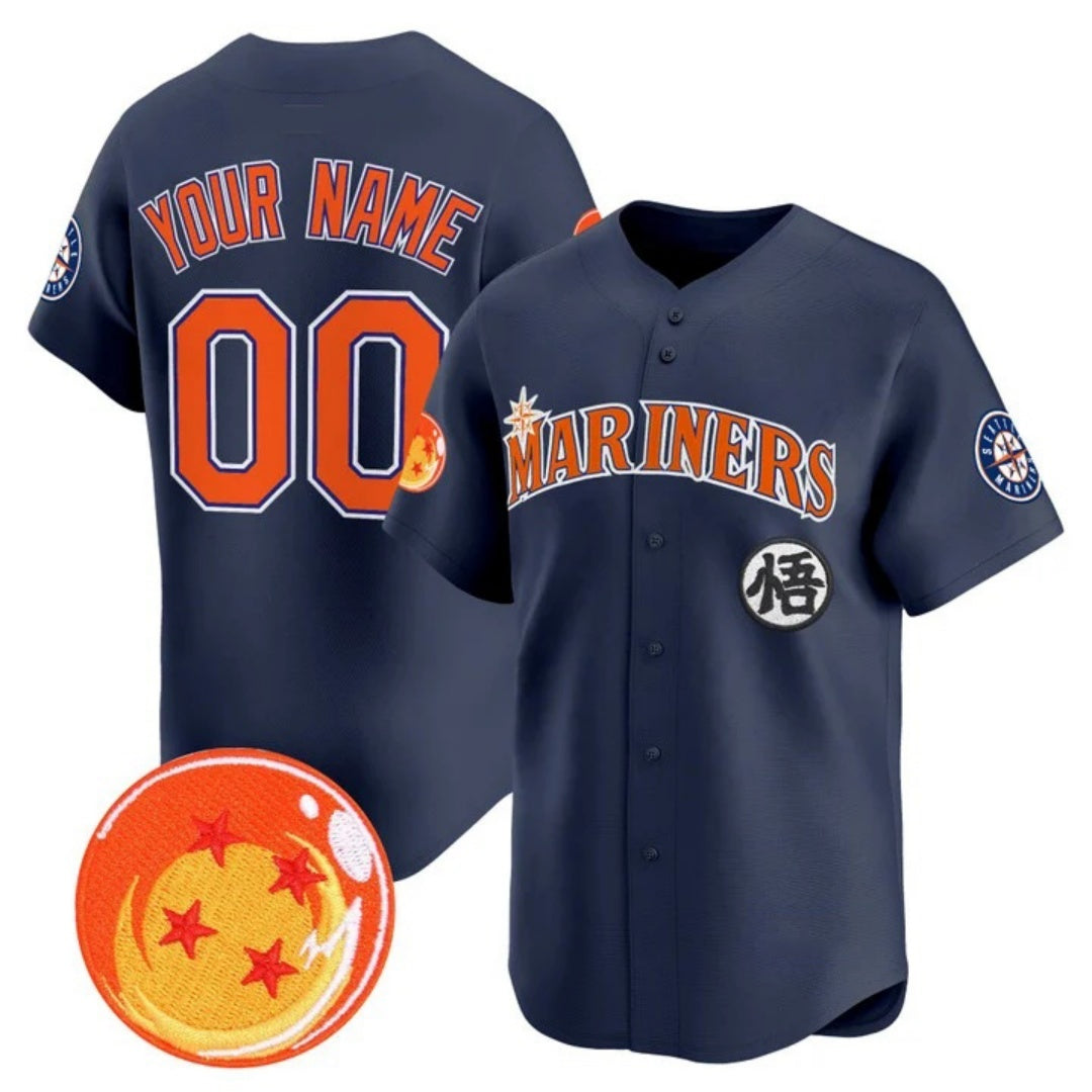 Custom Seattle Mariners x Dragon Ball Navy Jereymy Vapor Premier Limited Jersey - All Stitched