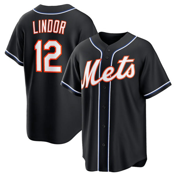 New York Mets #12 Francisco Lindor 2026 Black Jereymy Out Stitched Jersey