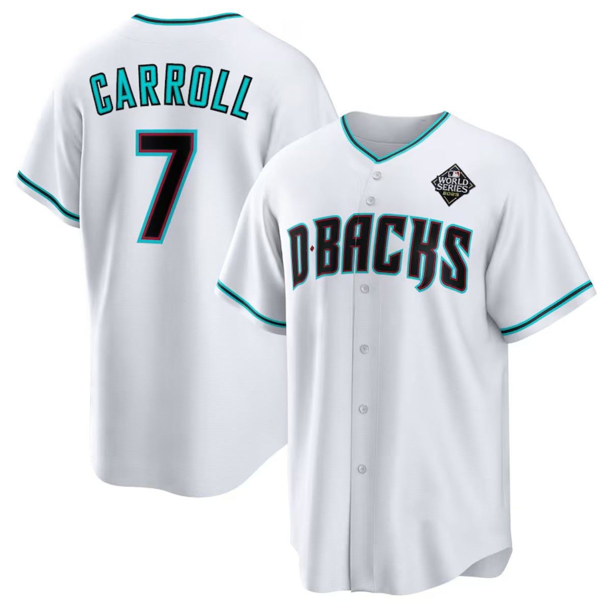 Arizona Diamondbacks #7 Corbin Carroll White Jereymy 2023 World Series Cool Base Stitched Jerseys
