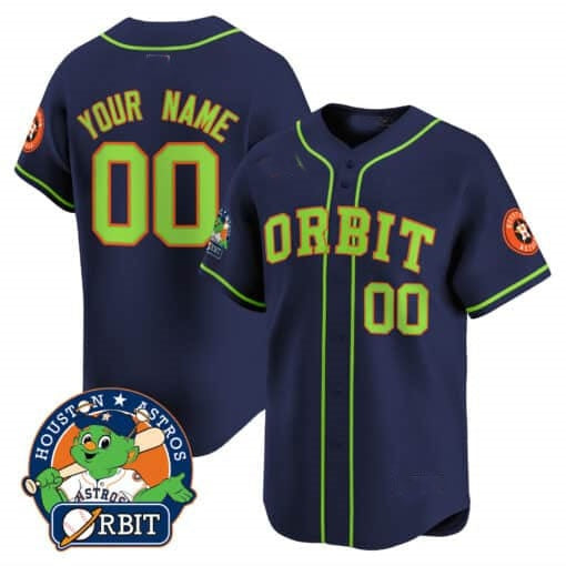 Custom Houston Astros Orbit Patch Vapor Premier Limited Jersey ¨CNavy 2 Jereymy