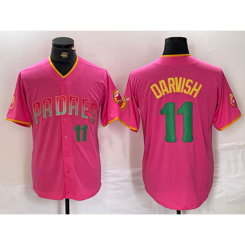 San Diego Padres #11 Yu Darvish Pink Jereymy Player Number Fashion Jersey