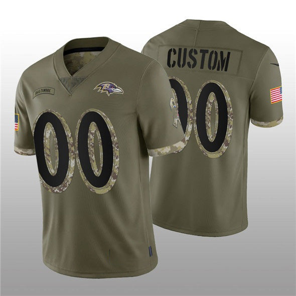 Custom B.Ravens ACTIVE PLAYER 2022 Olive Jereymy Salute To Service Limited Stitched Jersey