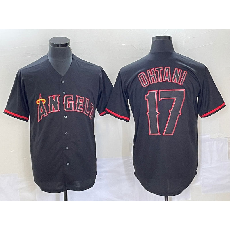 Los Angeles Angels #17 Shohei Ohtani Lights Out Black Jereymy Fashion Cool base Jersey