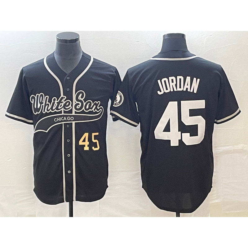 Chicago White Sox #45 Michael Jordan Number Black Jereymy Cool Base Stitched Jersey