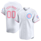 Custom Chicago Cubs Bubblegum Pink Vapor Premier Limited Jersey ¨C White Jereymy