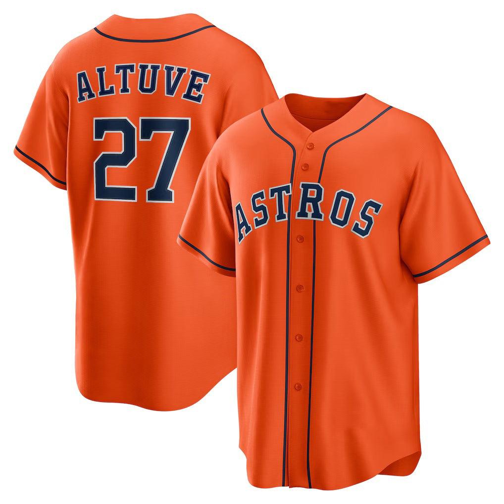 Houston Astros #27 Jose Altuve Orange Jereymy Alternate Replica Player Name Jersey