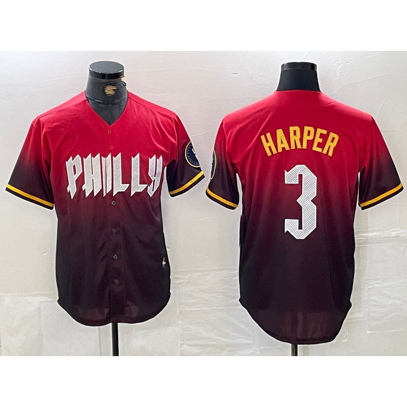 Philadelphia Phillies #3 Bryce Harper Red Jereymy 2024 City Cool Base Jersey