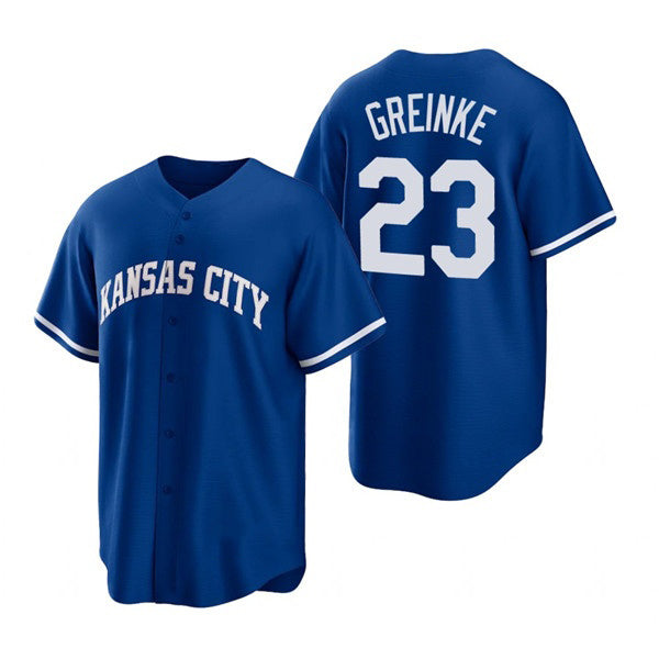 Kansas City Royals #23 Zack Greinke Royal Jereymy Cool Base Stitched Jersey