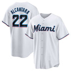 Miami Marlins #22 Sandy Alcantara White Jereymy Replica Player Jersey