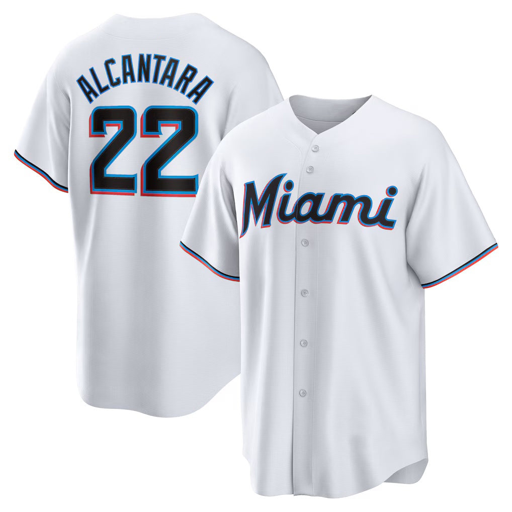 Miami Marlins #22 Sandy Alcantara White Jereymy Replica Player Jersey