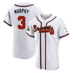 Atlanta Braves #3 Dale Murphy Player White Gold Jereymy Limited Elite Home Game Stitched Jerseys