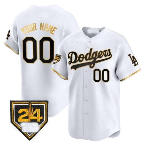 Custom Los Angeles Dodgers 2024 Spring Training Patch Vapor Premier Limited Jersey ¨C White Gold Jereymy