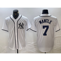 New York Yankees #7 Mickey Mantle White Jereymy Fashion Cool Base Jersey