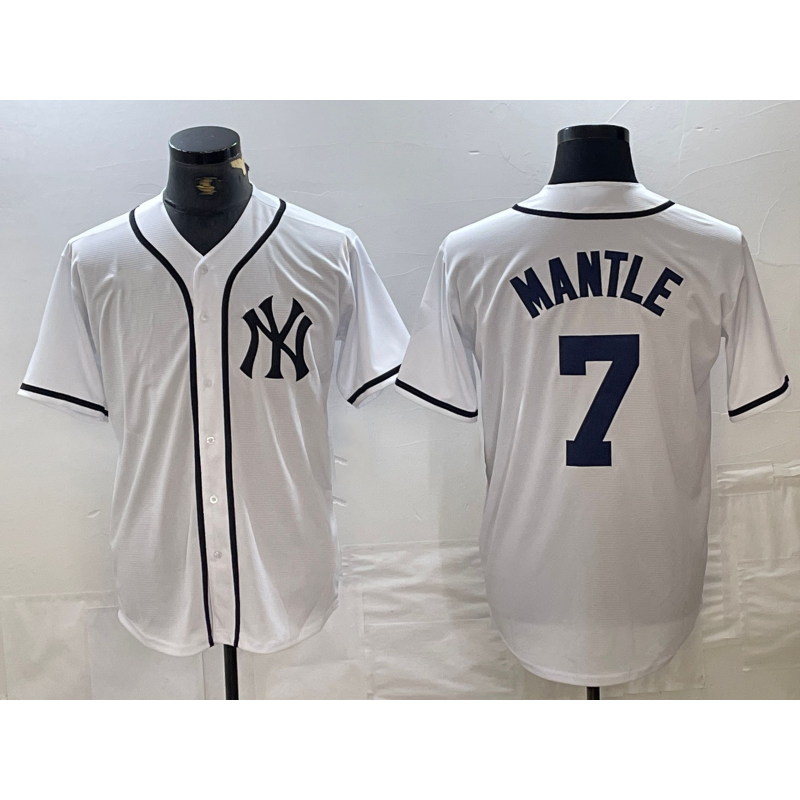New York Yankees #7 Mickey Mantle White Jereymy Fashion Cool Base Jersey