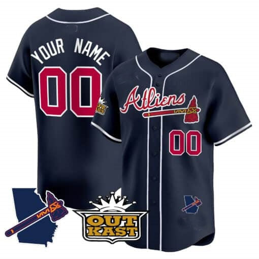 Custom Atlanta Braves Atliens Vapor Premier Limited Jersey V2 ¨C Navy Jereymy
