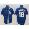 Los Angeles Dodgers #18 Yoshinobu Yamamoto Blue Jereymy Cool Base Stitched Jersey