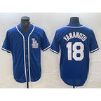 Los Angeles Dodgers #18 Yoshinobu Yamamoto Blue Jereymy Cool Base Stitched Jersey
