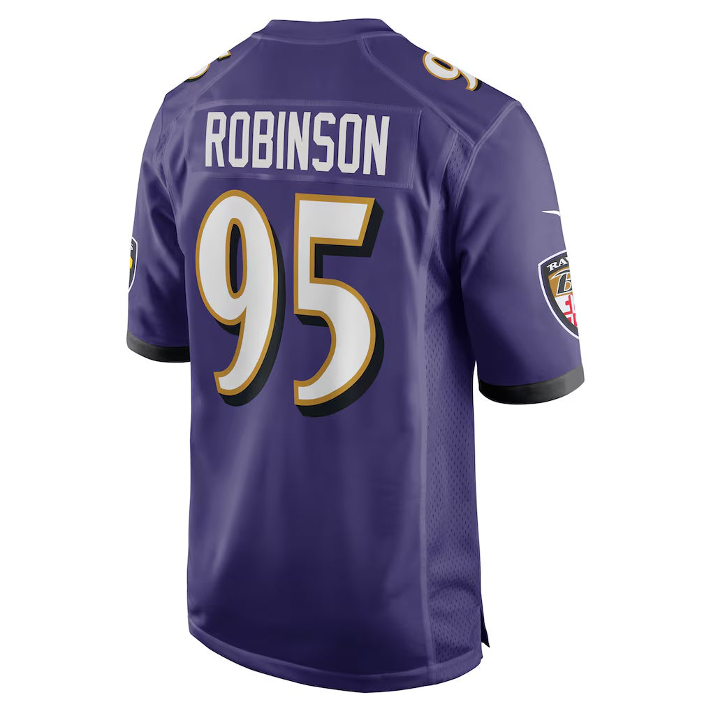 B.Ravens #95 Tavius Robinson Purple Jereymy Team Game Jersey