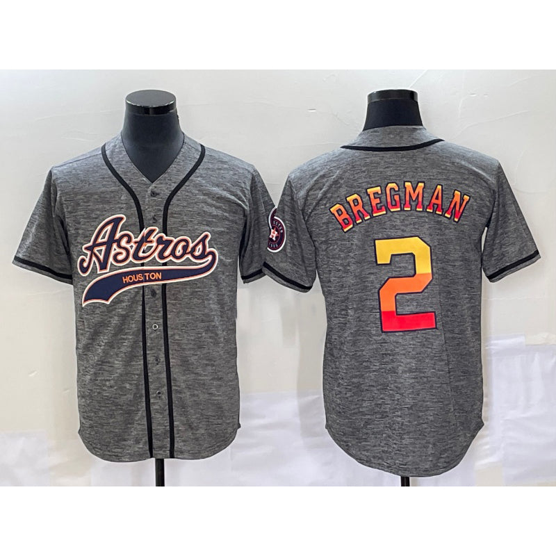 Houston Astros #2 Alex Bregman Grey Jereymy Gridiron Cool Base Stitched Jersey
