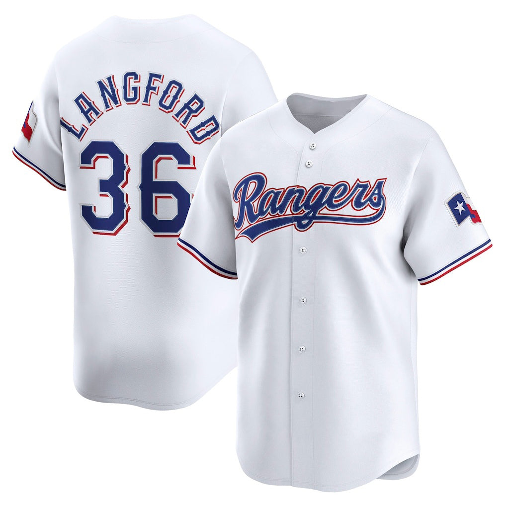 Texas Rangers #36 Wyatt Langford White Jereymy Home Limited Player Jersey