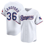 Texas Rangers #36 Wyatt Langford White Jereymy Home Limited Player Jersey